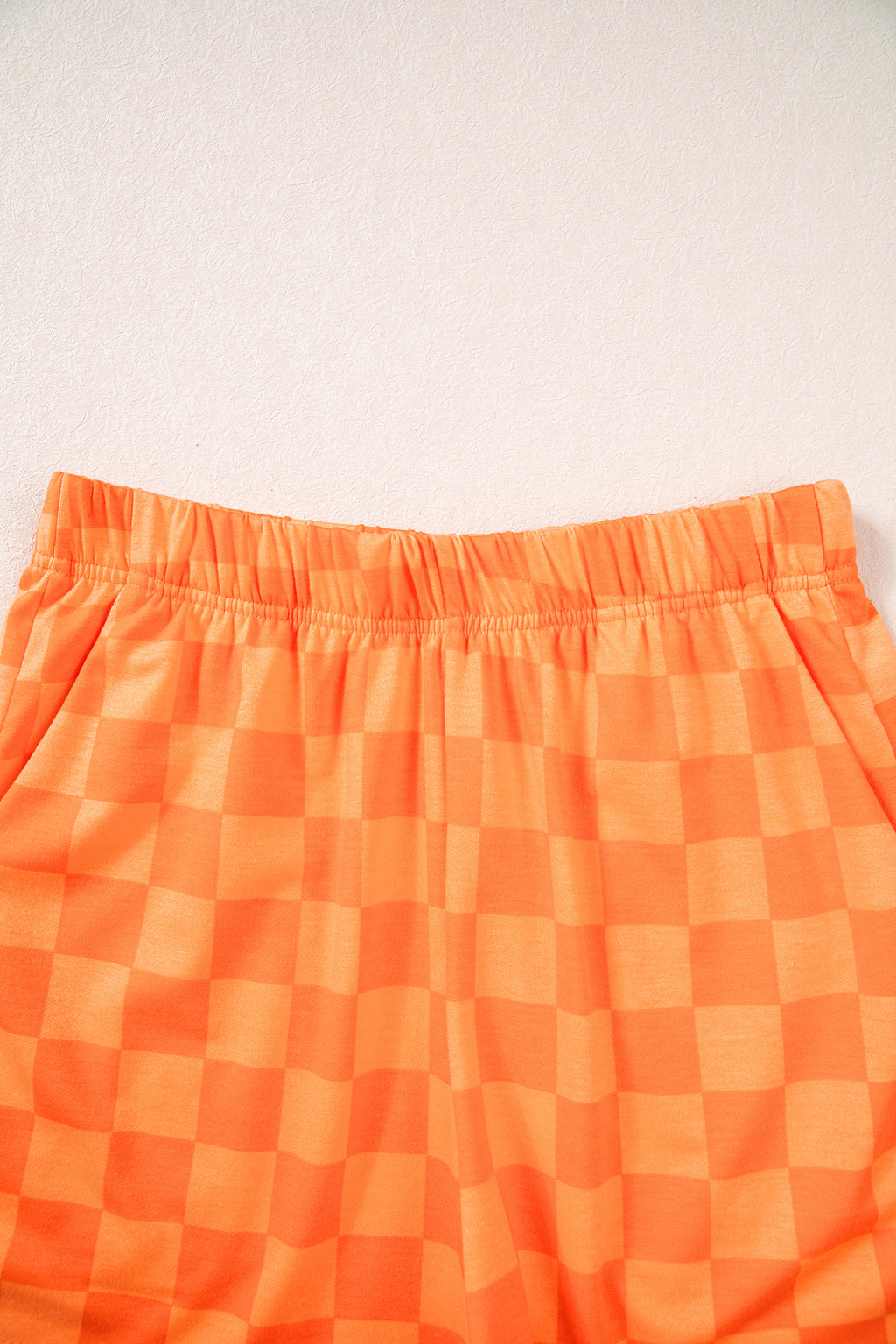 Dark Blue Plaid Checkered Long Sleeve Crop Top Elastic Waist Shorts Two Piece Set