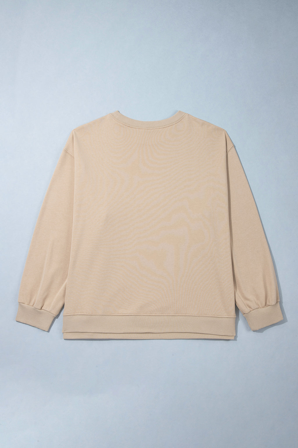 Coffee PRAY Letter Patchwork Round Neck Long Sleeve Plus Size Sweatshirt