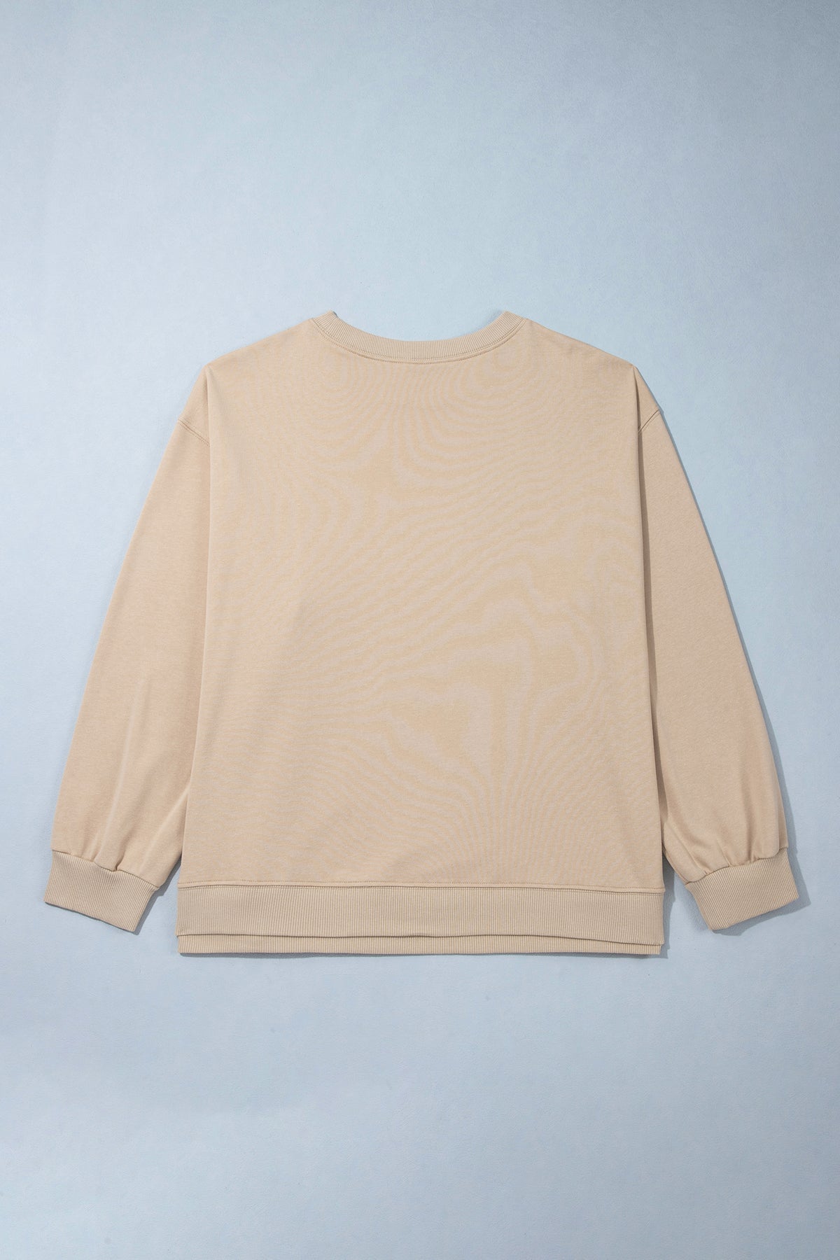 Coffee PRAY Letter Patchwork Round Neck Long Sleeve Plus Size Sweatshirt