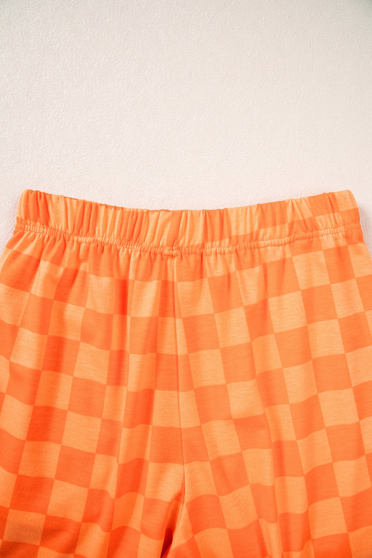 Dark Blue Plaid Checkered Long Sleeve Crop Top Elastic Waist Shorts Two Piece Set