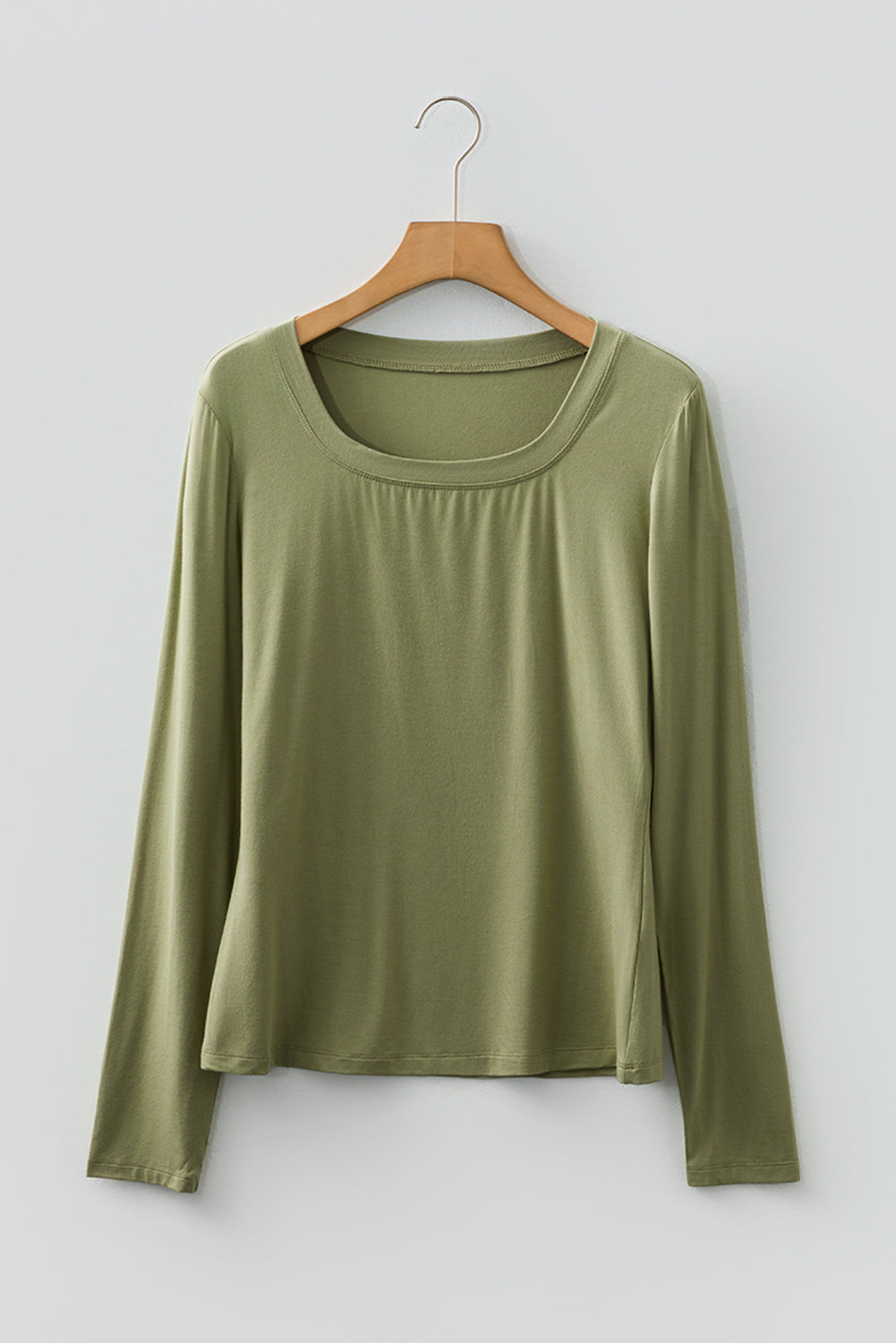 Chestnut Solid Color Long Sleeve Fitted Top