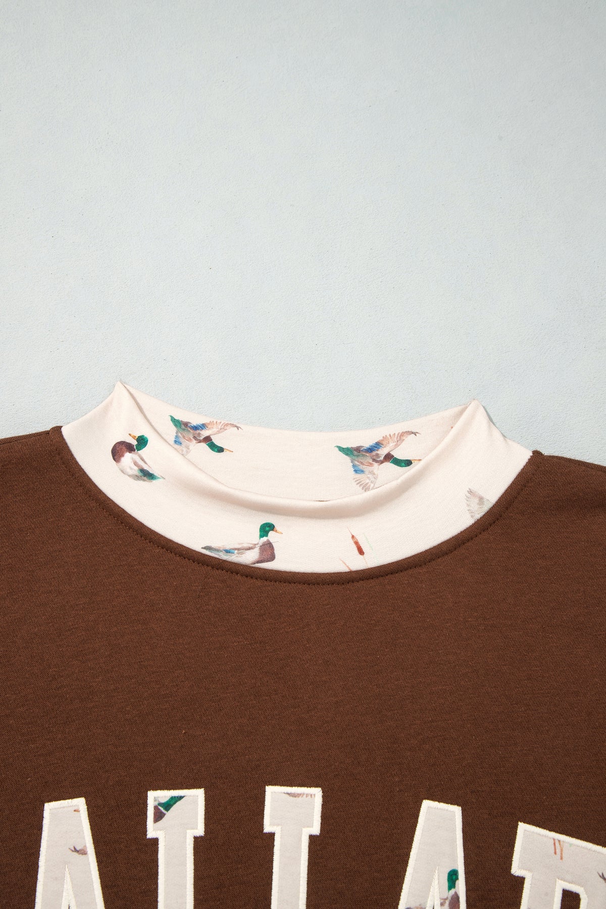 Coffee Western Contrast Detail Letter Graphic Baggy Sweatshirt