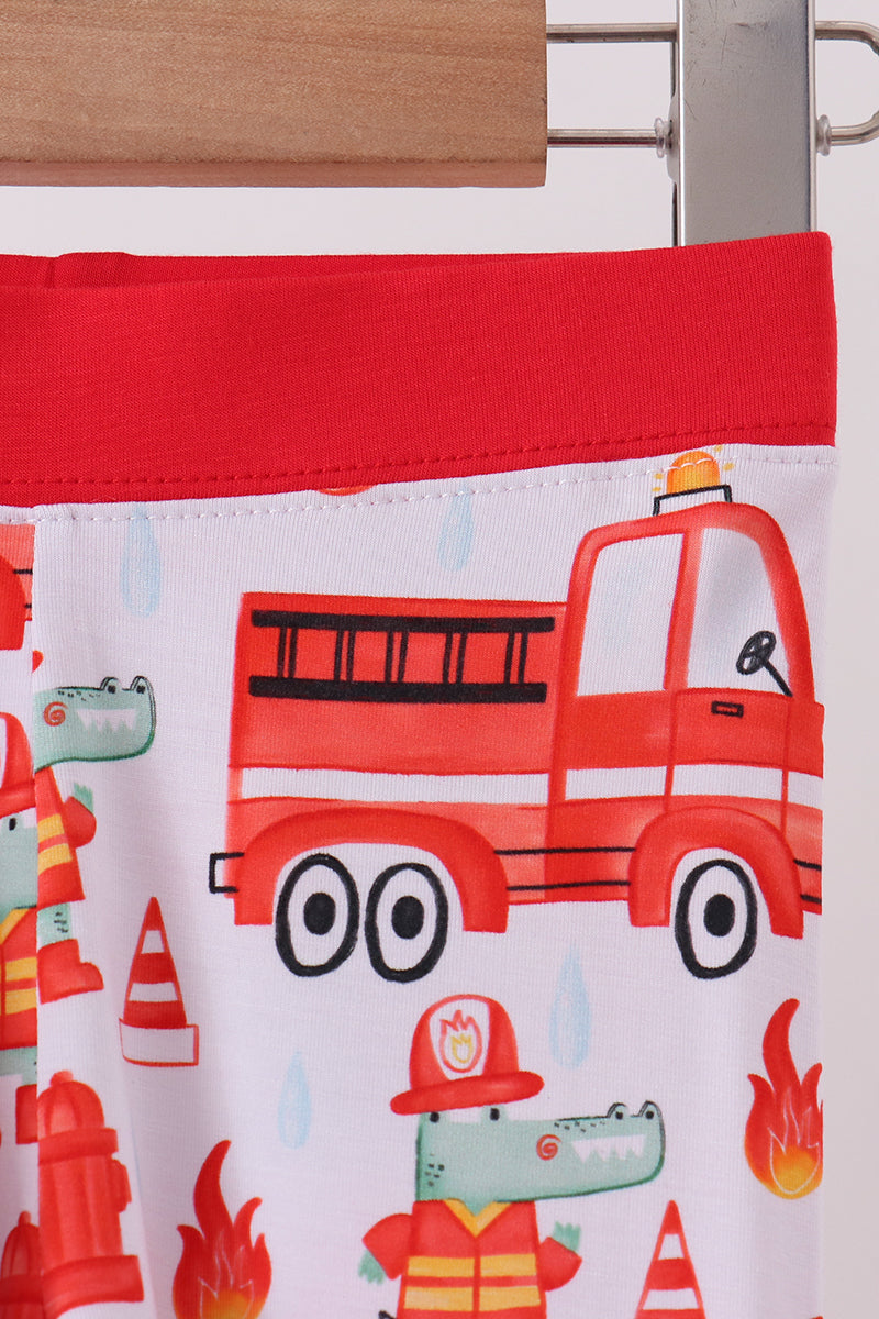 Red Fire Engine Bamboo Pajama Set