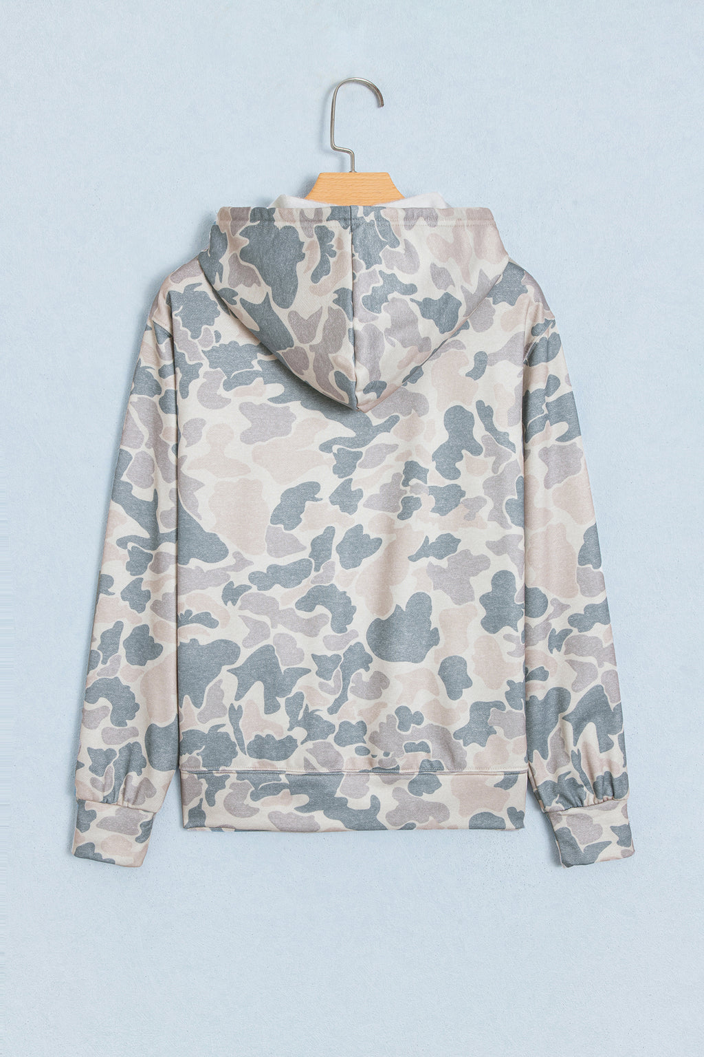 Brown Retro Camouflage Jesus Loves You Print Relaxed Hoodie