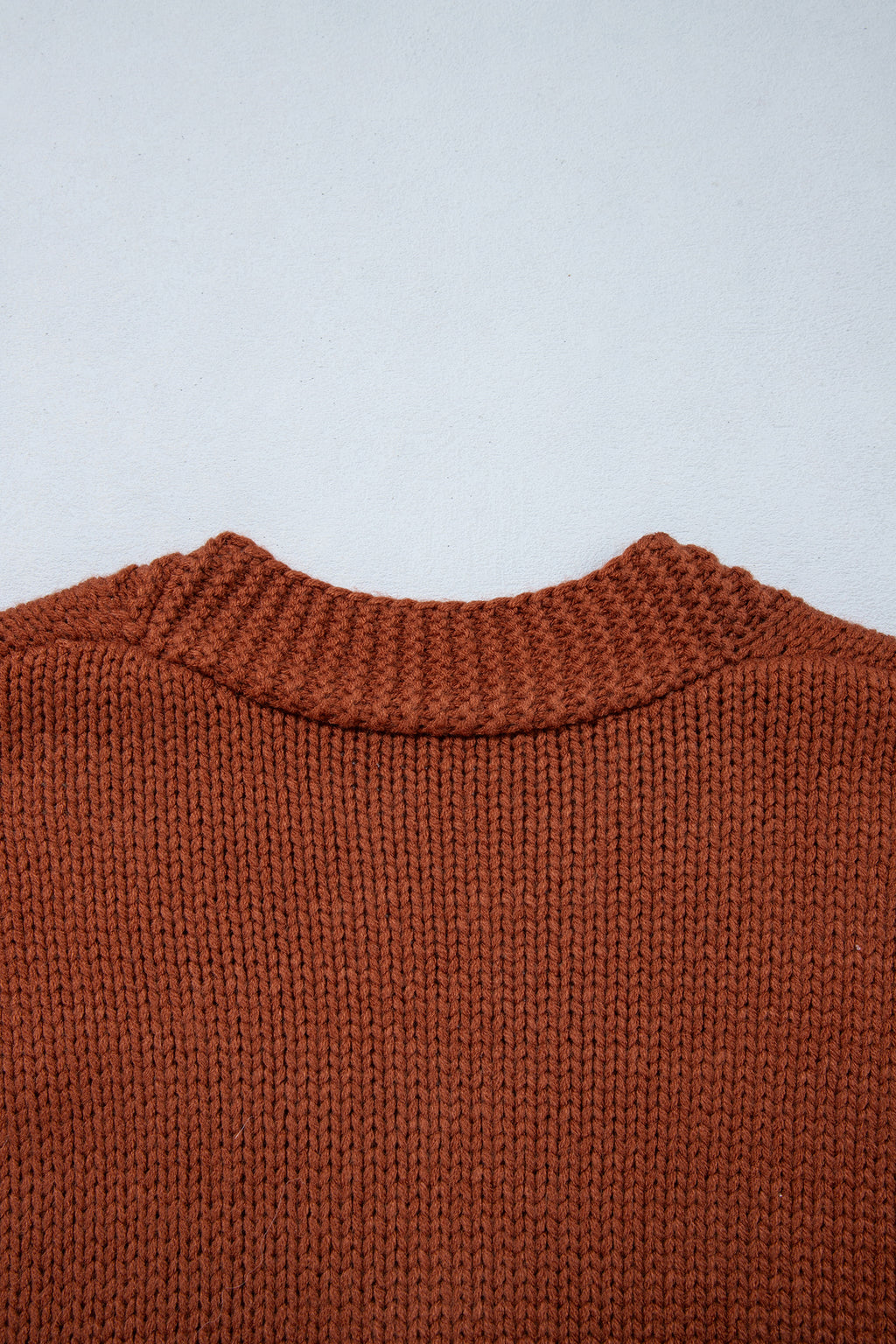 Brown Horseshoe Plaid V Neck Knit Button Front Sweater Cardigan